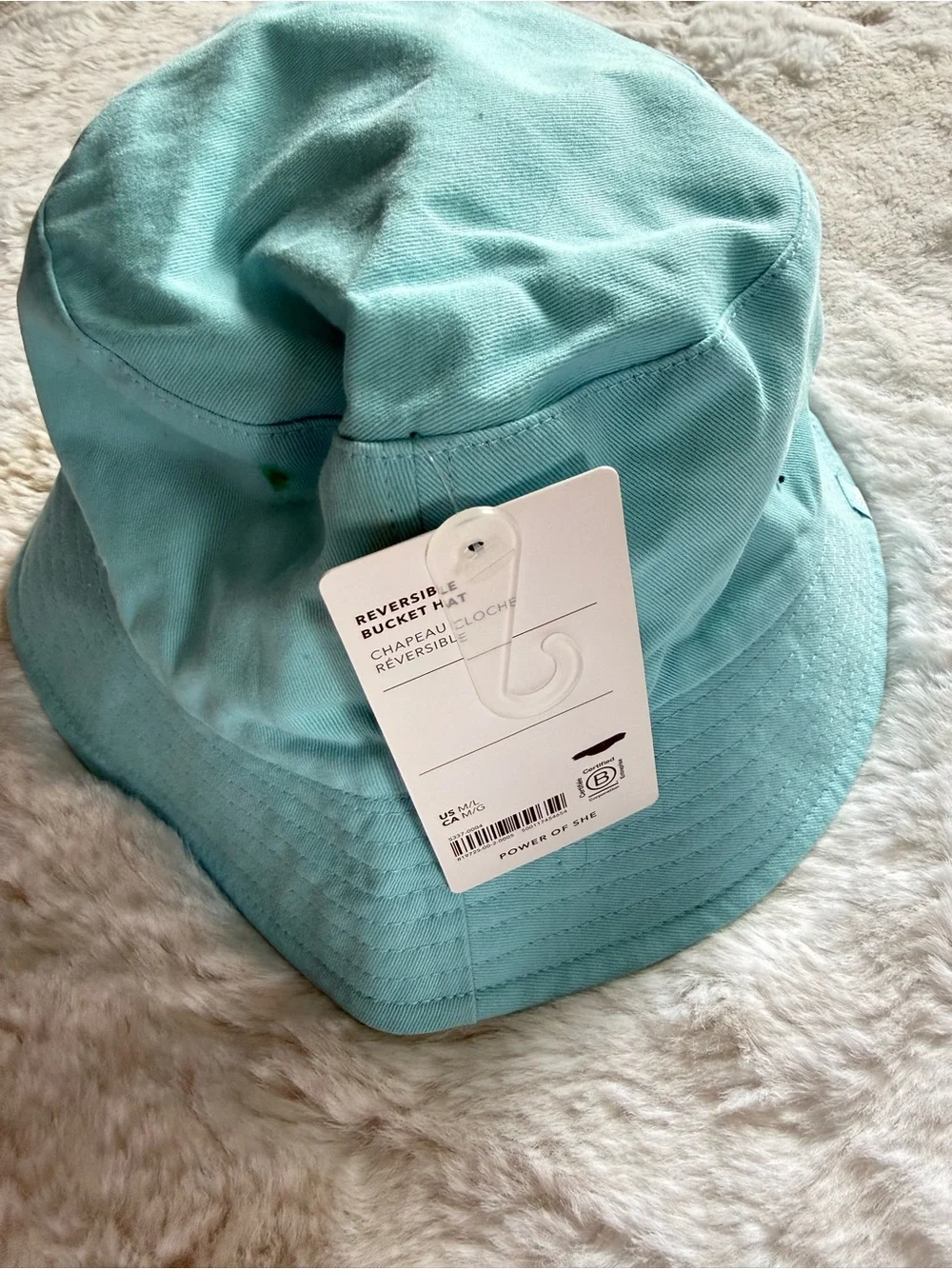 NWT Athleta Girl Reversible Grotto Blue/Cactus Bucket Hat
